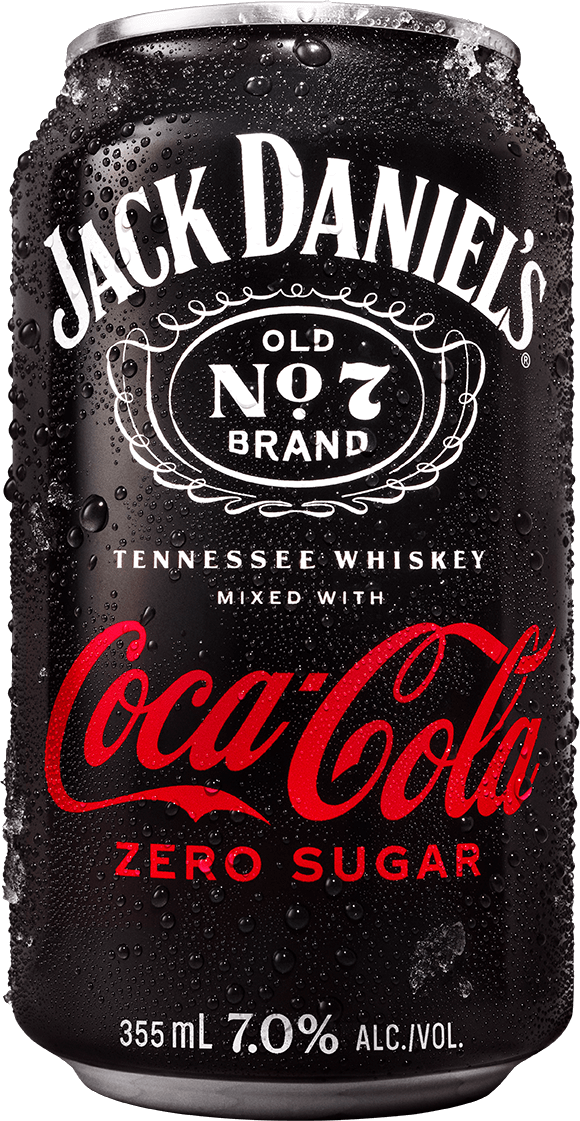 Product shot of a Jack & Coke can.